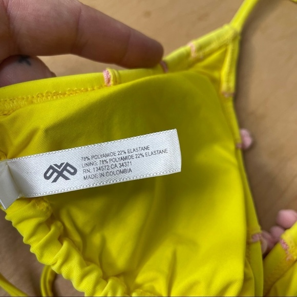 PILYQ Yellow Pom Pom Triangle Bikini Top Womens M - Picture 8 of 8